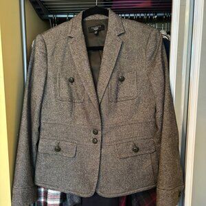 Talbots Brown Tweed Women's Blazer Jacket Size 6P Pockets Button Closure Petite